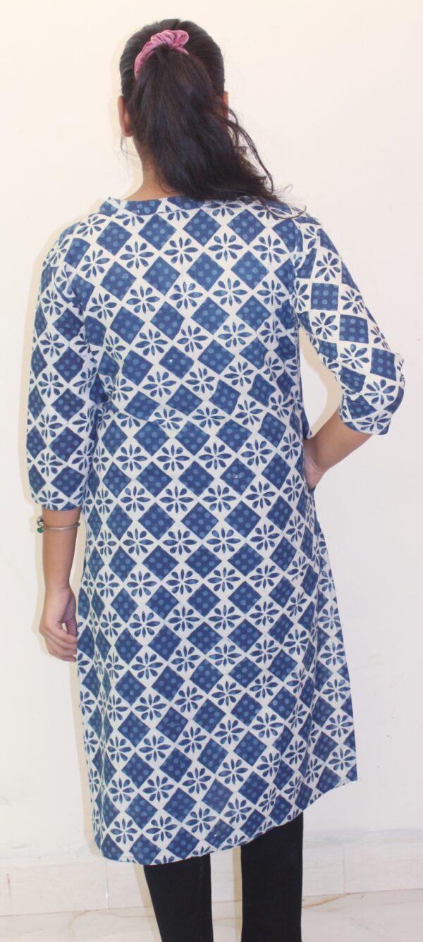 Indigo Print Collar Neck Kurta