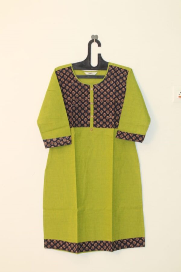 Green Color Cotton kurta - WSLGR1027