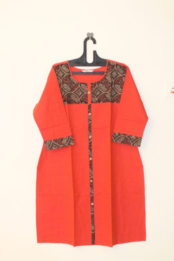 Orange Color Cotton kurta - WSLOR1029