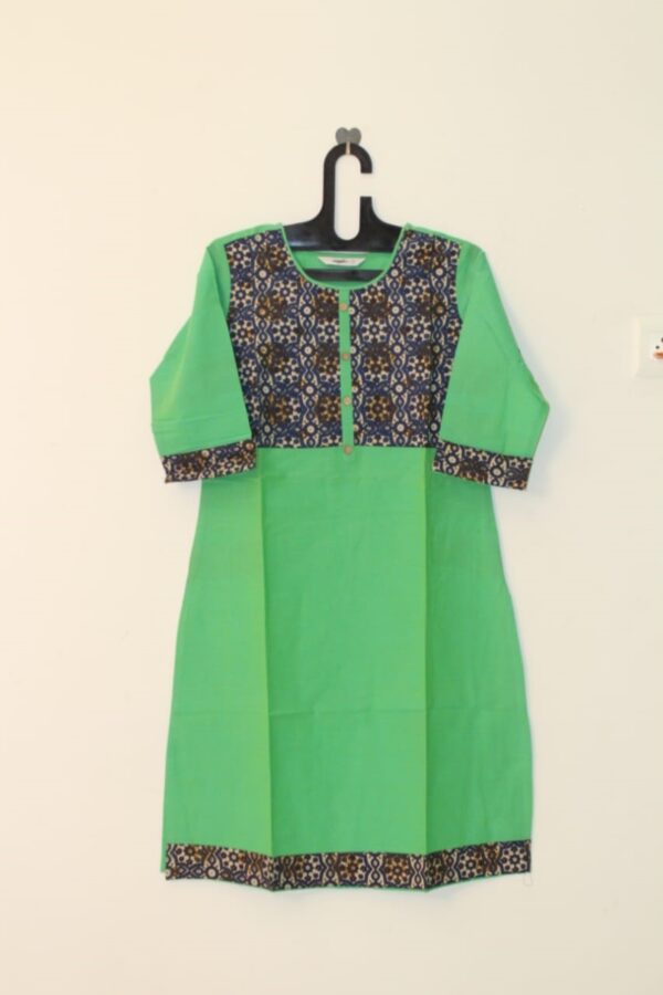 Green Color Cotton kurta - WSLGR1032
