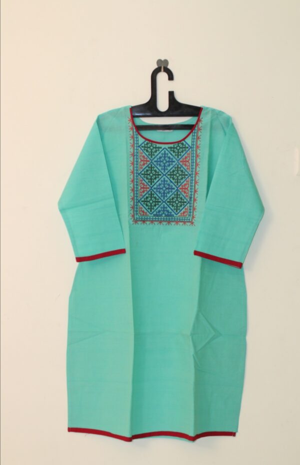 Aqua Blue Color Cotton kurta - WSLAR1039
